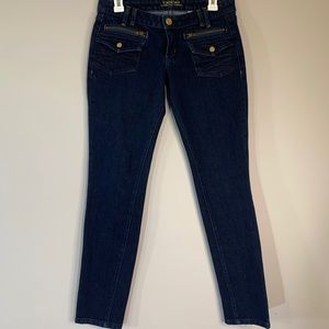 Bebe Thigh Zip Skinny Dark Wash Jeans